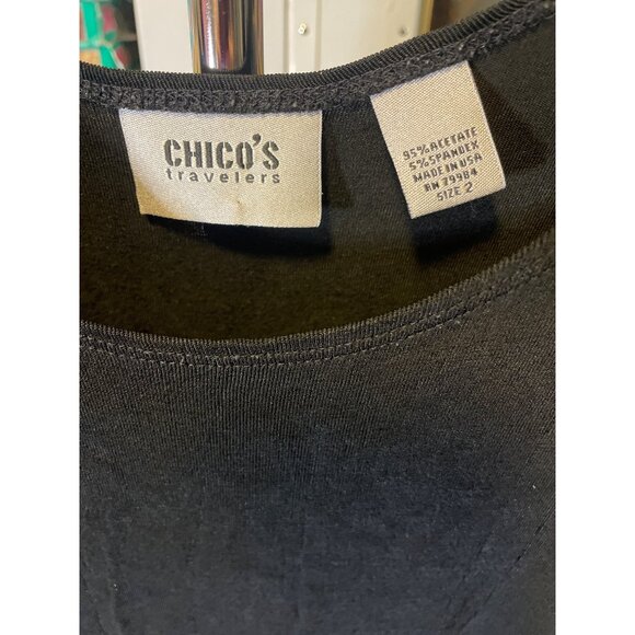 Chico's Travelers Black Loose Fitting Sleeveless Scoop Neck Tank Top Sz L - Picture 4 of 6